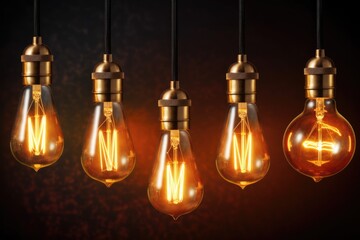 antique Edison style light bulbs retro style Generated AI