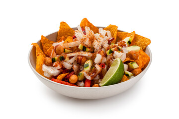 Mexican Dorilocos Bowl on white background - 609686791