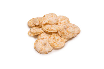 Rice chips isolated on white background.