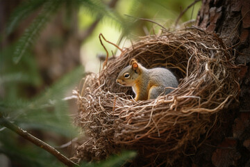 Naklejka na ściany i meble a squirrel in a nest