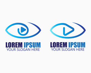 eye play logo design vector. eye and play illustration vector