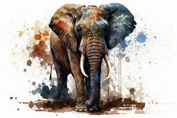 Fototapeta na wymiar watercolor elephant, ai generated