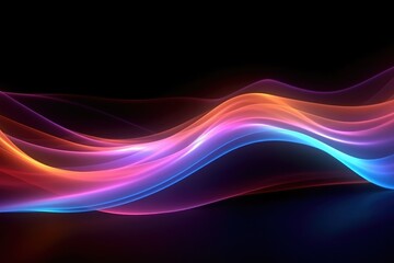 Digital data transfer wave 3d render abstract neon background Generated AI