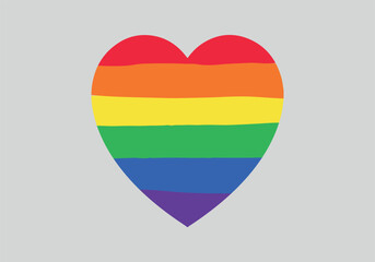 LGBT concept - heart in colors of LGBTQ flag and love is love in the shape of a heart. Icon of gay lesbian transgender love with rainbow lgbt flag. Colorful vector symbol, design t shirts