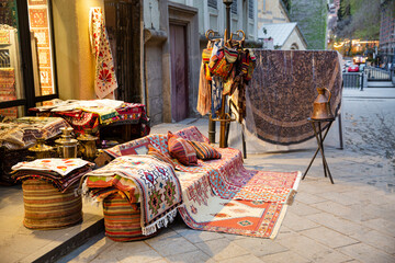 Tradition georgian carpets with typical eastern ornament. 