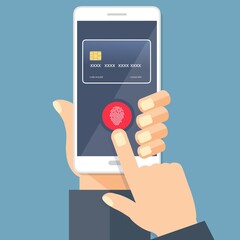 registrazione dei dati utente sull'app per smartphone. - illustrazioni credit card password impronta digitale. 