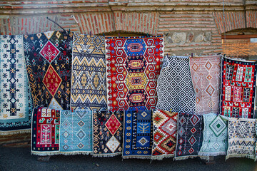 Tradition georgian carpets with typical eastern ornament. 