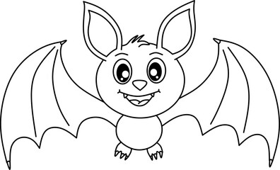Bat cartoon line art for coloring book