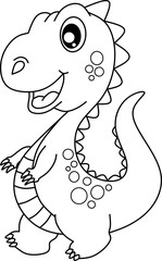 Baby dino line art for coloring book