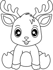 Baby deer for coloring book page