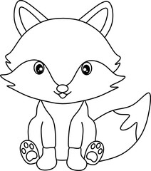 Fox cartoon line art for coloring book page