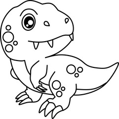 Baby dino line art for coloring book
