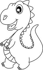 Baby dino line art for coloring book