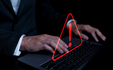 Warning alert system concept, system hacked on computer network, data breach cybersecurity...