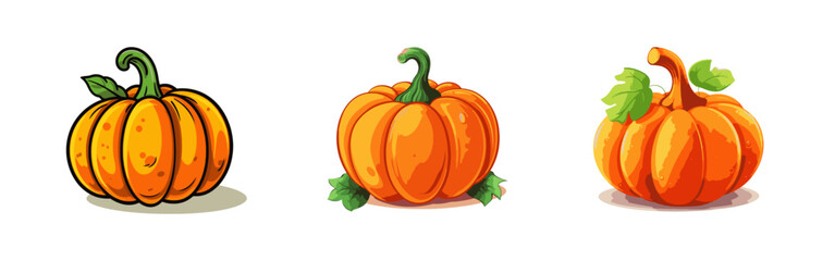 Cartoon pumpkin isolated on a white background. Vector illustration.