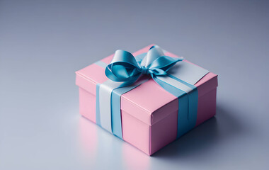 pink gift box with bow - illustration generated by ai
