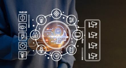 The concept of using artificial intelligence in everyday life or a smart home.