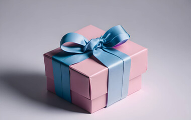 Obraz premium pink gift box with bow - illustration generated by ai