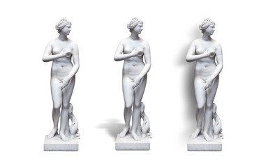 Statue marble sculpture woman lady nude fish isolated 