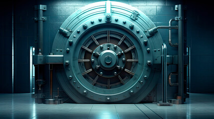 Estores personalizados com sua foto Bank vault door with a combination lock inside. Generative AI.