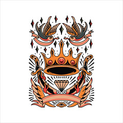 king tattoo set vector design