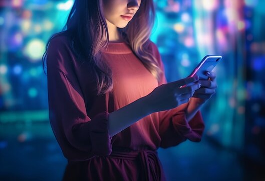 beautifull girl looking her phone [IA Generativa]