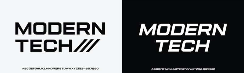 Modern tech Font. Typography urban style alphabet fonts for fashion, sport, technology, digital, movie, logo design, vector illustration