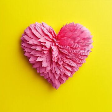amazing decoration paper heart on yellow background [IA Generativa]