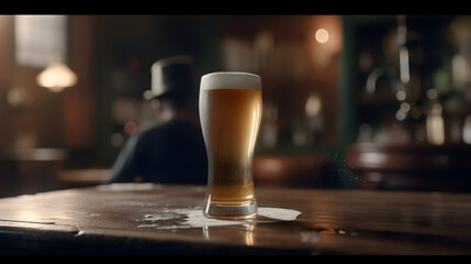 Fototapeta na wymiar beer coconut with top hat, old bar, bohemia bar, generative ai