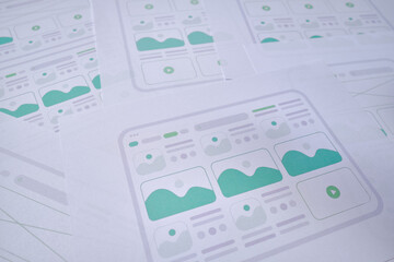 UX website design wireframe. Sketch, prototype, framework, layout future design project. UI/UX -...