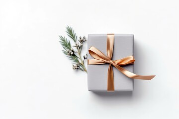 Gift box with satin ribbon and price tag bow on white Generated AI