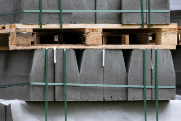 Curbstone on pallets closeup