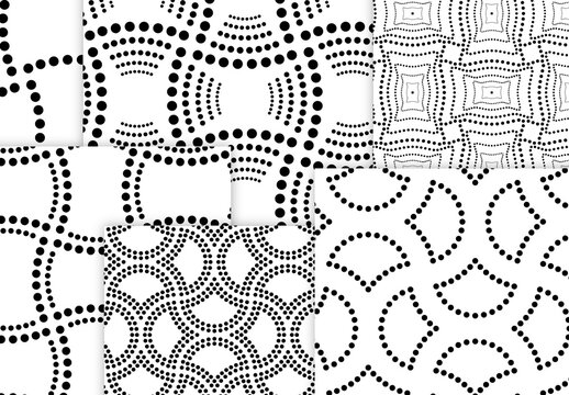 Seamless Pattern Collection with Simple Black and White Geometric Shapes