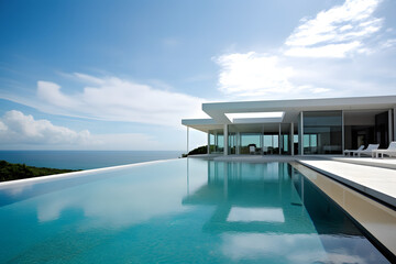 Fototapeta na wymiar Minimalist Luxury Villa with Pool and Ocean View
