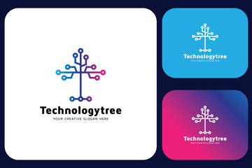 Technology Tree Logo Design Template