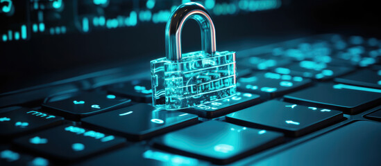 Cyber security network. Businessman using digital tablet with digital padlock on internet technology networking, cybersecurity. Close-up hand. 