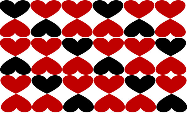 seamless pattern with red AND BLACK heart repeat style replete image design for fabric printing or wallpaper