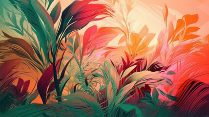 Fototapeta na wymiar Exotic Pink and Orange Abstract Background
