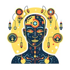Icon depicting artificial intelligence as a force that multiplies human capabilities. Generative AI