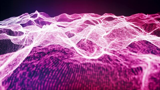 Pink Purple Abstract Wave Flowing Particles