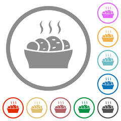 Fresh cake flat icons with outlines