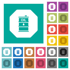 Octagon shaped crude oil sanction sign solid square flat multi colored icons