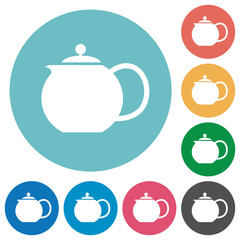 Teapot solid flat round icons