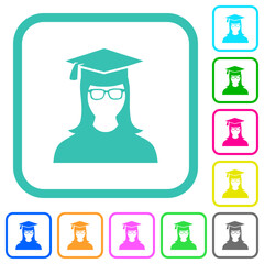 Graduate female avatar vivid colored flat icons