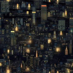 Fototapeta na wymiar A Seamless Illustration of The Night City Lights made with Generative AI