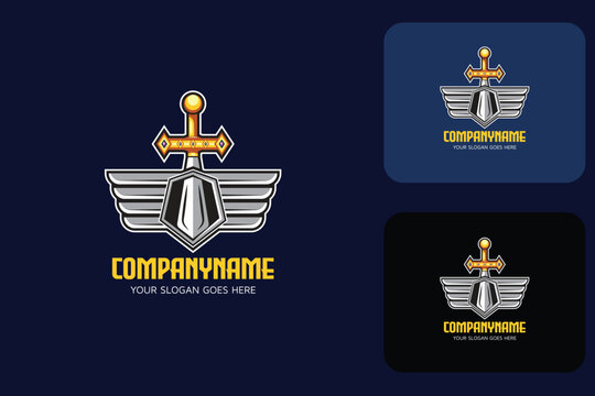 Wings Sword Warrior Logo Design