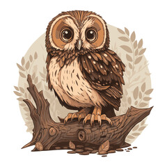 owl on a branch vector art 