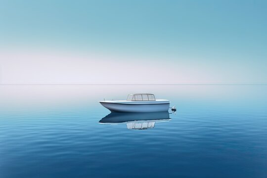 boat_is_floating_in_a_lake