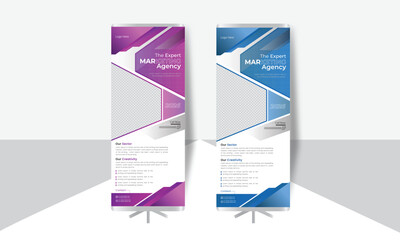 Template corporate roll up banner design. layout with modern design. Clean advertising  design. Unique professional. Minimal corporate roll up banner design.