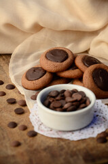 Pepas de chocolate. Chocolate cookies. Galletas de chocolate.   Traditional argentinian cookies. Galletitas tradicionales argentinas. Chips de chocolate. Chocolate chips.